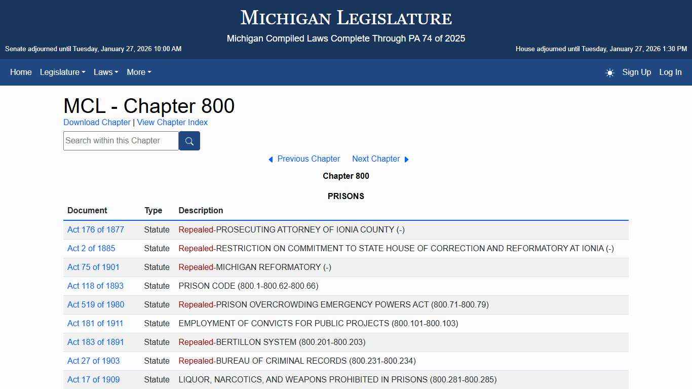MCL - Chapter 800 - Michigan Legislature